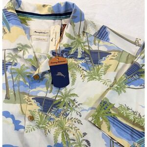 Tommy Bahama Silk Shirt Men's 3XL Palm Surf Hawaiian S/S Coconut Buttons NWT